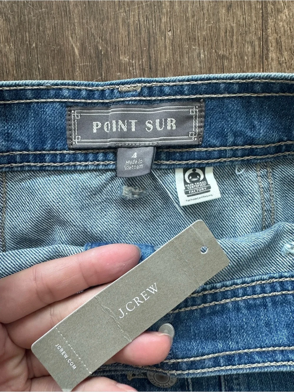 Point Sur J. Crew Blue Button-Front Denim Pencil Skirt
